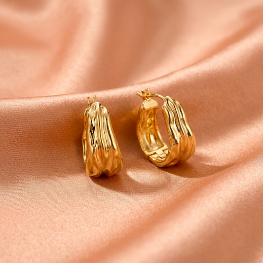 Gold Textured Mini Hoop Earrings – Elegant Everyday Wear