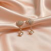 Crystal Leaf Pearl Drop Earrings for Women | BME