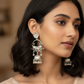 Silver-Tone Multicolor Peacock Jhumka Earrings-Stainless steel