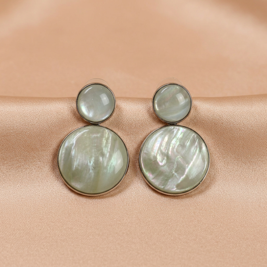 Minimalist Shell Disc Drop Earrings – Elegant Statement Jewelry