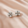 Pearl Cross Stud Earrings – Elegant Statement Design