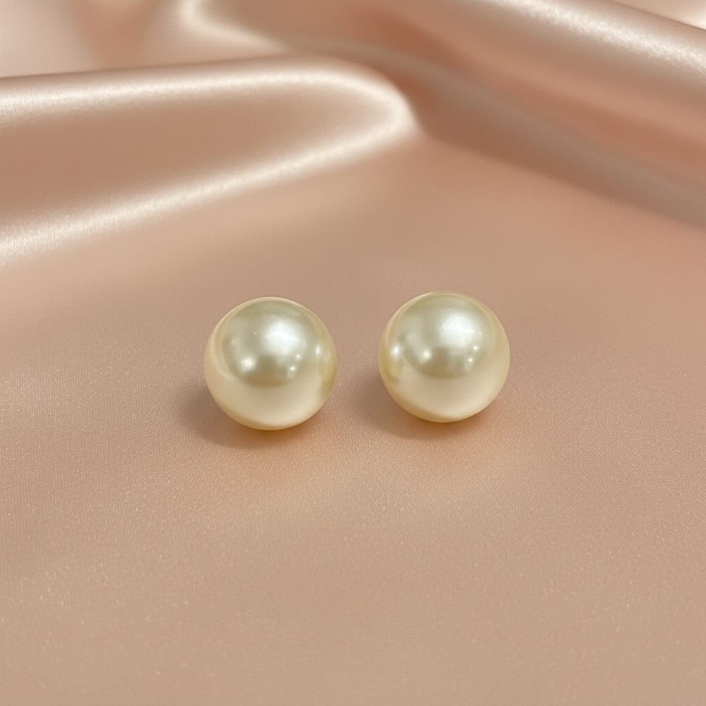 Classic Pearl Stud Earrings for Women – Elegant Gloss Finish
