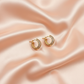 Textured Gold Huggie Earrings for Women – Minimal Everyday Hoops- American Diamond