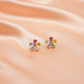 Multicolor Crystal Flower Stud Earrings for Women – Cute Floral Design- American Diamond