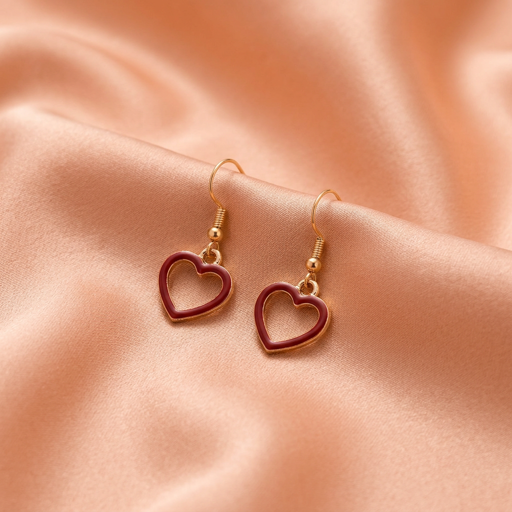 Heart Earrings for Kids (Gold Hook)