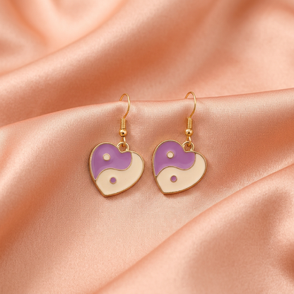 Yin-Yang Heart Drop Earrings