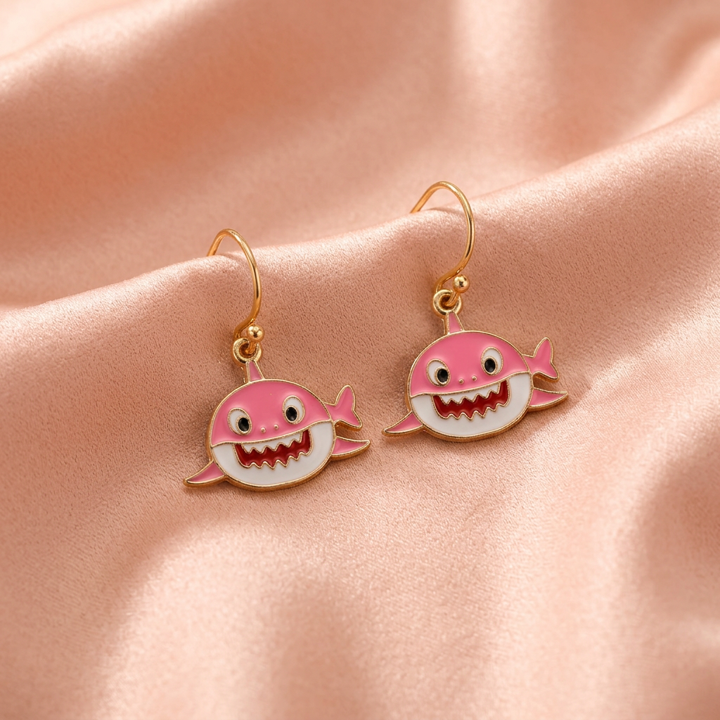 Drop Earrings for Kids : Baby Shark Design