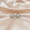Elegant Pearl Swirl Stud Earrings – Silver Finish Statement Jewelry