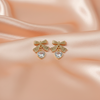 Elegant Bow Heart Drop Earrings for Women – Gold Finish