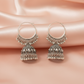 Oxidized Silver Hoop Jhumka Earrings with Ghungroo Details-Stainless steel