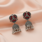 Oxidised Silver Jhumka Earrings with Stone Detailing