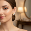 Pearl Daisy Stud Earrings – Elegant Floral Crystal Design