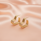 Chunky Gold Twisted Hoop Earrings with Sculpted Design- Stainless steel