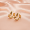 Chunky Gold Twisted Hoop Earrings with Sculpted Design- Stainless steel