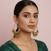 Traditional Gold-Tone Jhumka Hoop Earrings with Pearl Drops – Ethnic Statement Jewelry- Stainless Steel