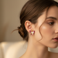 Pink & White Butterfly Stud Earrings – Delicate Statement Jewelry- Stainless Steel