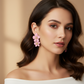 Vibrant Pink Flower Stud Earrings – Bold & Elegant Jewelry