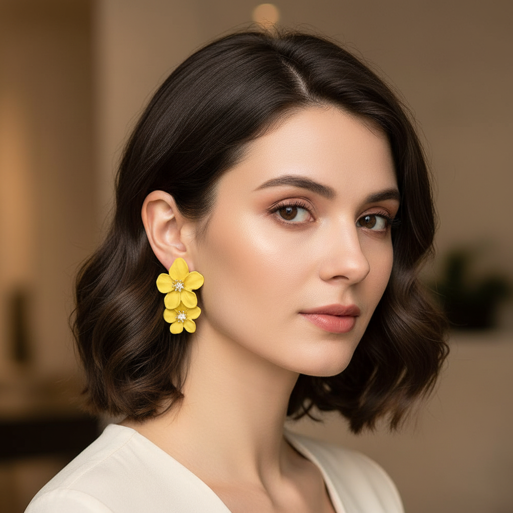 Vibrant Pink Flower Stud Earrings – Bold & Elegant Jewelry