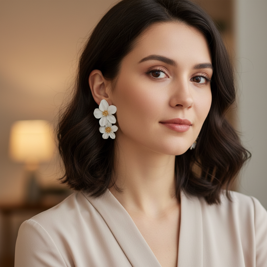 Vibrant Pink Flower Stud Earrings – Bold & Elegant Jewelry