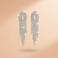Luxury Crystal Tassel Statement Earrings with Rhinestone Detailing-Stainless steel