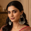 Vintage Oxidised Chandbali Earrings Stones- Stainless Steel