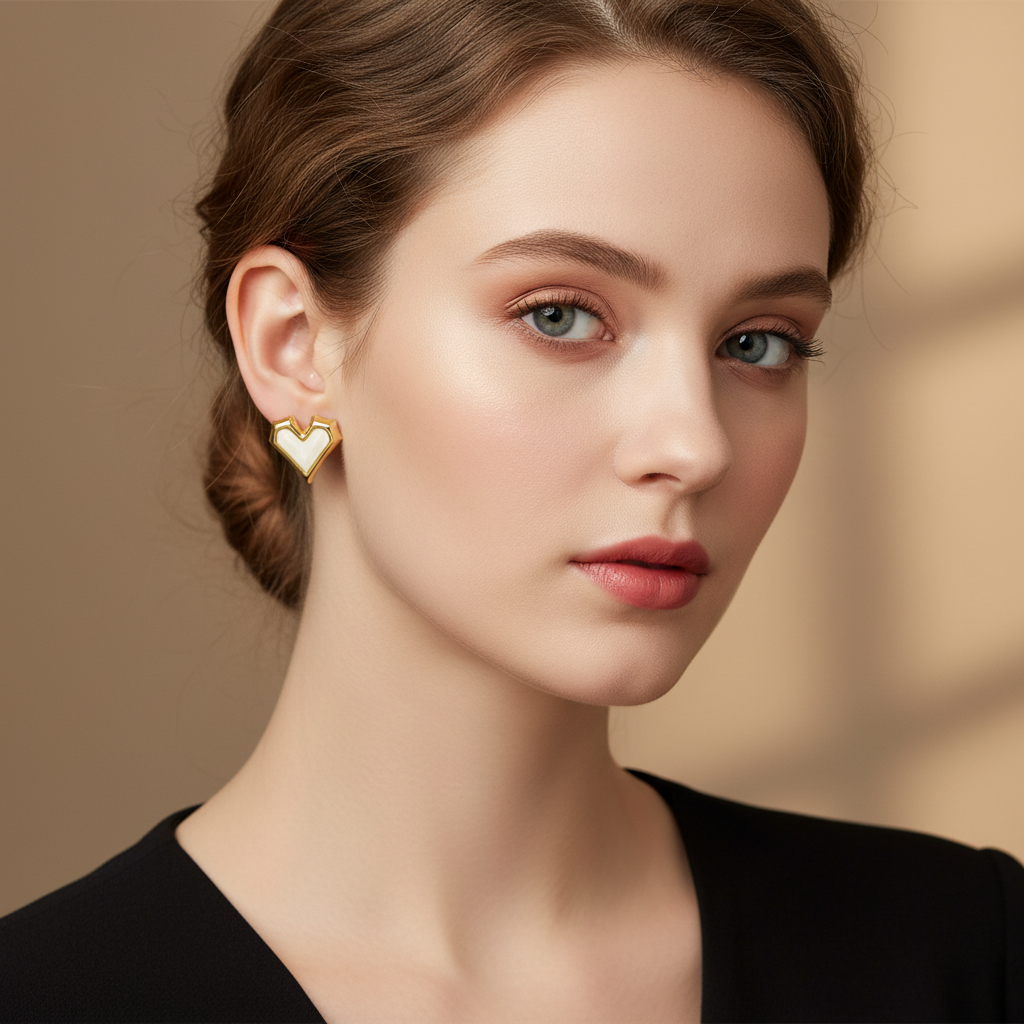Gold Heart Outline Stud Earrings – Minimal & Elegant Everyday Wear