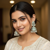 Classic Oxidised Silver Heavy Jhumka Earrings with Traditional Engraving-Stainless steel