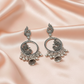 Traditional Peacock Oxidised Silver Chandbali Earrings