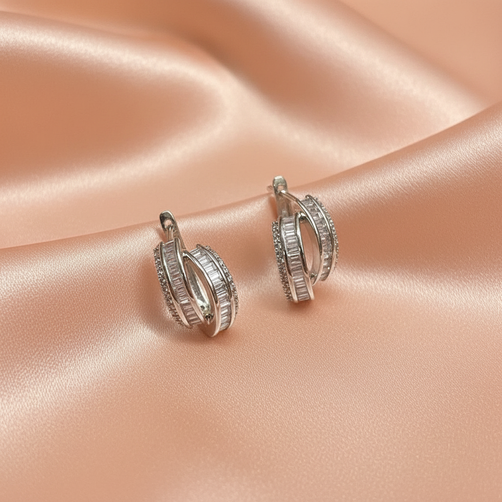 Gold Plated Crystal Hoop Earrings – Elegant Statement Jewelry- Stainless steel