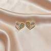 Luxury Heart Pearl & Crystal Stud Earrings – Gold Finish
