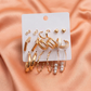 Gold & Pearl Hoop Earrings Set (9Pairs) – Trendy Multi-Style Combo