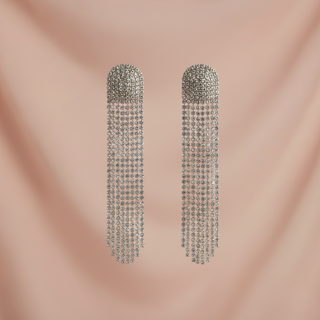 Premium Crystal Waterfall Tassel Earrings