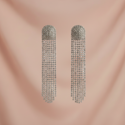 Premium Crystal Waterfall Tassel Earrings