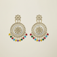 Royal Kundan Multicolor Statement Circular Earrings- Stainless Steel