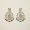 Royal Kundan Multicolor Statement Circular Earrings – Statement Ethnic Earrings India