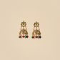 Designer Kundan Jhumka Earrings with Multicolor Bead Drops- Stainless Steel