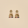 Designer Kundan Jhumka Earrings with Multicolor Bead Drops – Ethnic Earrings India
