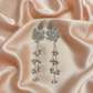 Oxidised Silver Bird Chandbali Earrings with Long Ghungroo Tassels- Stainless Steel