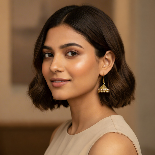 Gold Crystal Dome Hoop Earrings