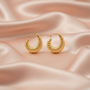 Gold Textured Chunky Hoop Earrings – Bold Statement Design