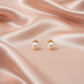 Elegant Pearl & Rose Hoop Earrings – Gold Finish