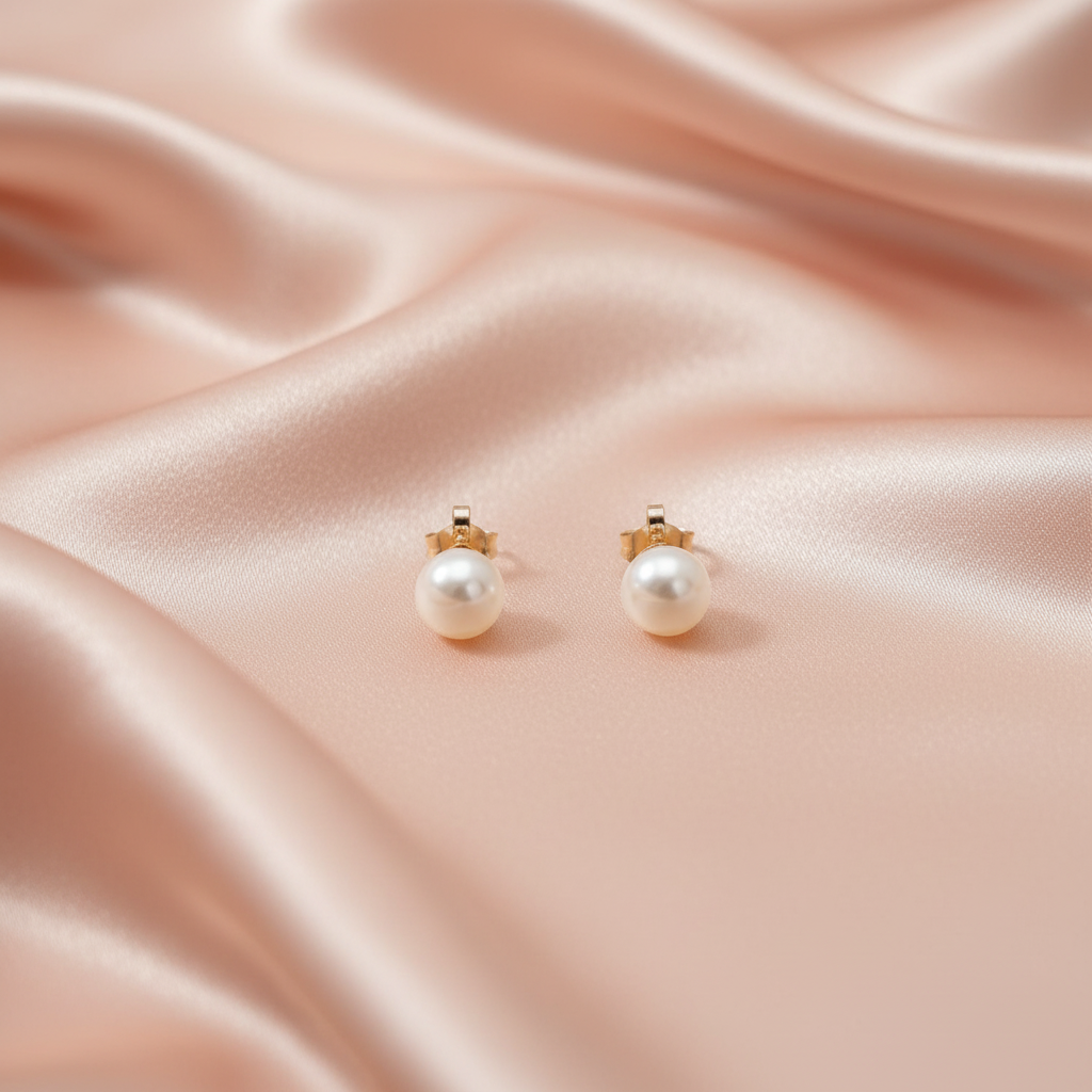 Elegant Pearl & Rose Hoop Earrings – Gold Finish