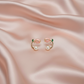 Elegant Pearl & Rose Hoop Earrings – Gold Finish