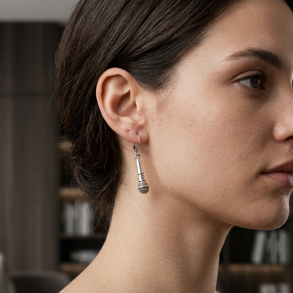 Microphone Drop Earrings - Statement Jewellery Quirky Design