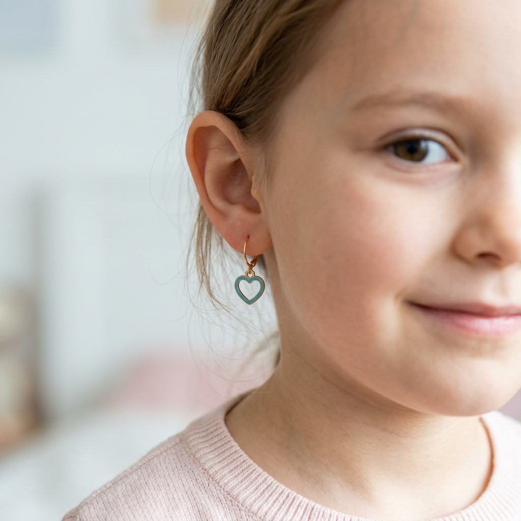 Heart Earrings for Kids (Gold Hook)