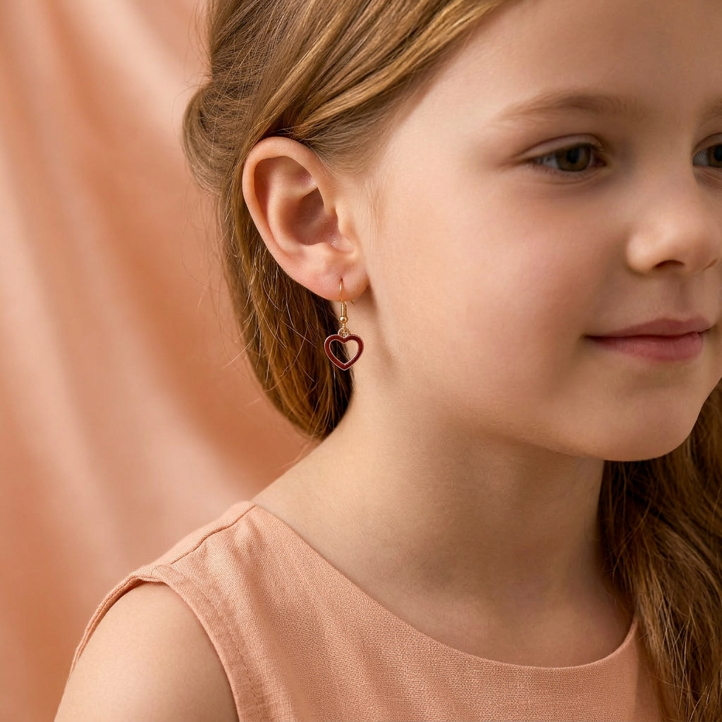Heart Earrings for Kids (Gold Hook)