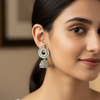 Oxidised Silver Peacock Jhumka Earrings for Women – Traditional Statement Design