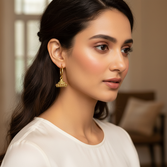 Traditional Gold Hoop Jhumka Earrings for Women – Ethnic Statement Design