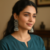 Peacock Oxidised Silver Jhumka Earrings with Intricate Detailing