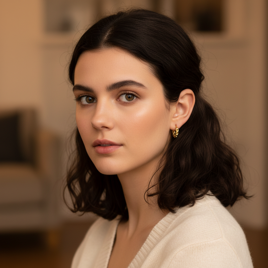 Twisted Gold Mini Hoop Earrings for Women – Elegant Everyday Huggies-American Diamond